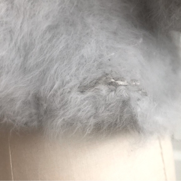 Vintage ‘80s Fiddlestix Cropped Soft Fuzzy Blue Gray Sweater Size Small - Picture 4 of 14